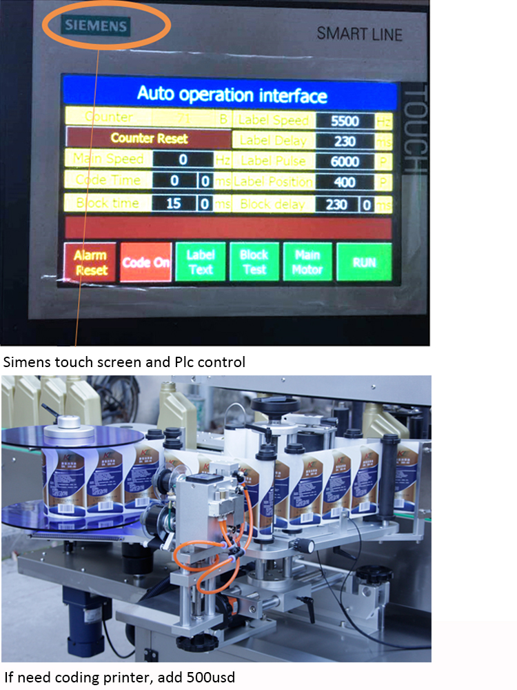 Pris för automatisk etikett med dubbelsidiga flaskor
