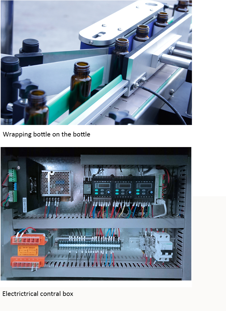 Automatisk etikett för omslag av runda flaskor
