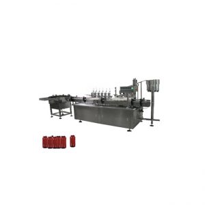 Liten flaska ögondroppar, nagellackpåfyllningsmaskin och lockmaskin